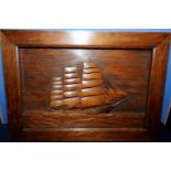 Carved oak panel of the sailing ship.. "Macquarie".