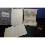 Large quantity of 19th/20th C half leather bound and other ledgers, work books, company notes,