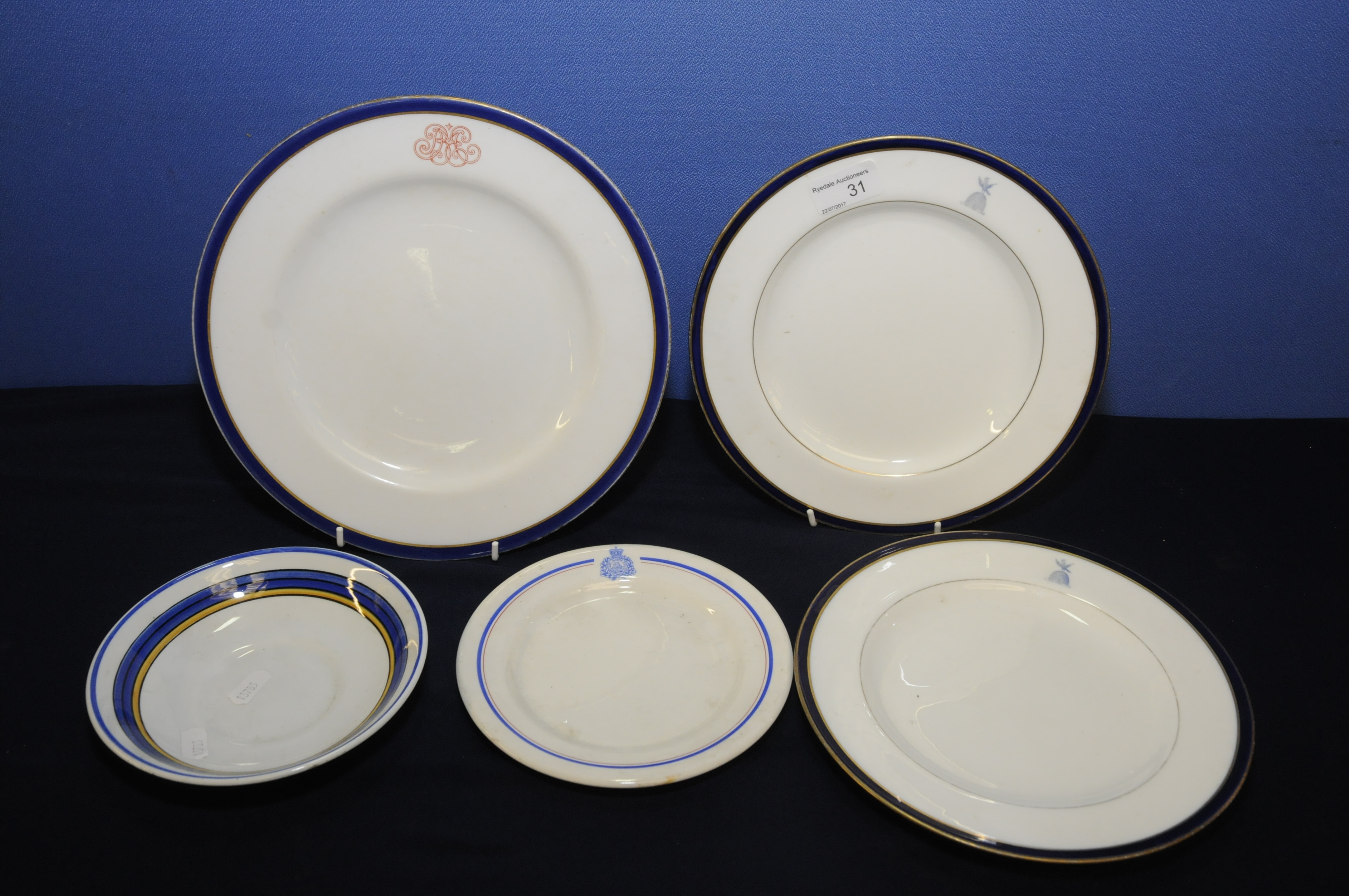 Selection of early 20th C plates including Vitreous Ironstone Dunn Bennett & Co British Guiana