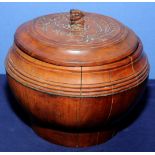 Burmese style rope twist wire coopered wooden container with circular lift up lid,