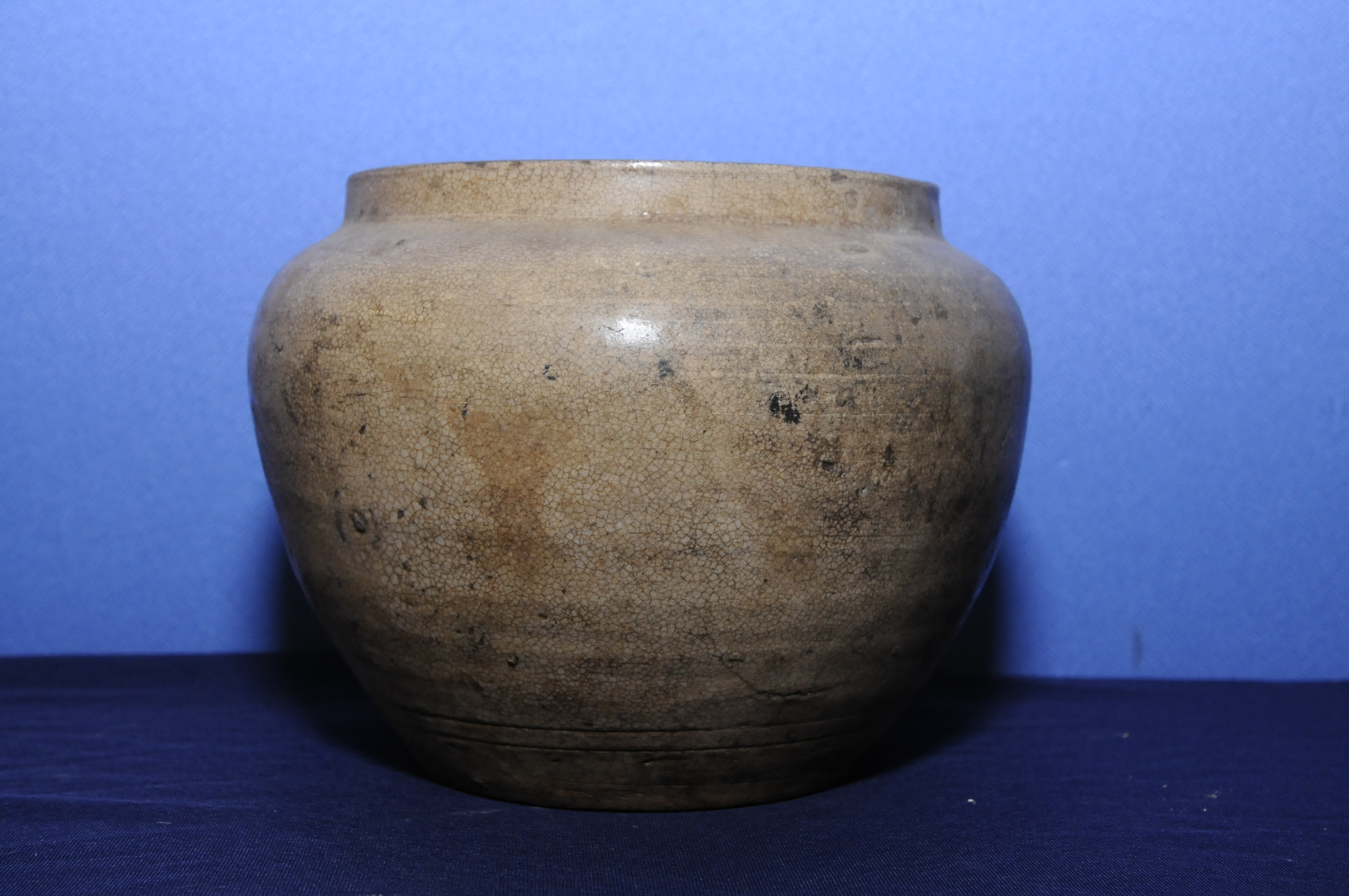 Circa 18th C Chinese ceramic bowl (15cm high x 18cm diameter) with crackle glaze (vendors family
