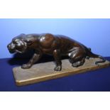 Art Deco painted plaster figure of a tiger