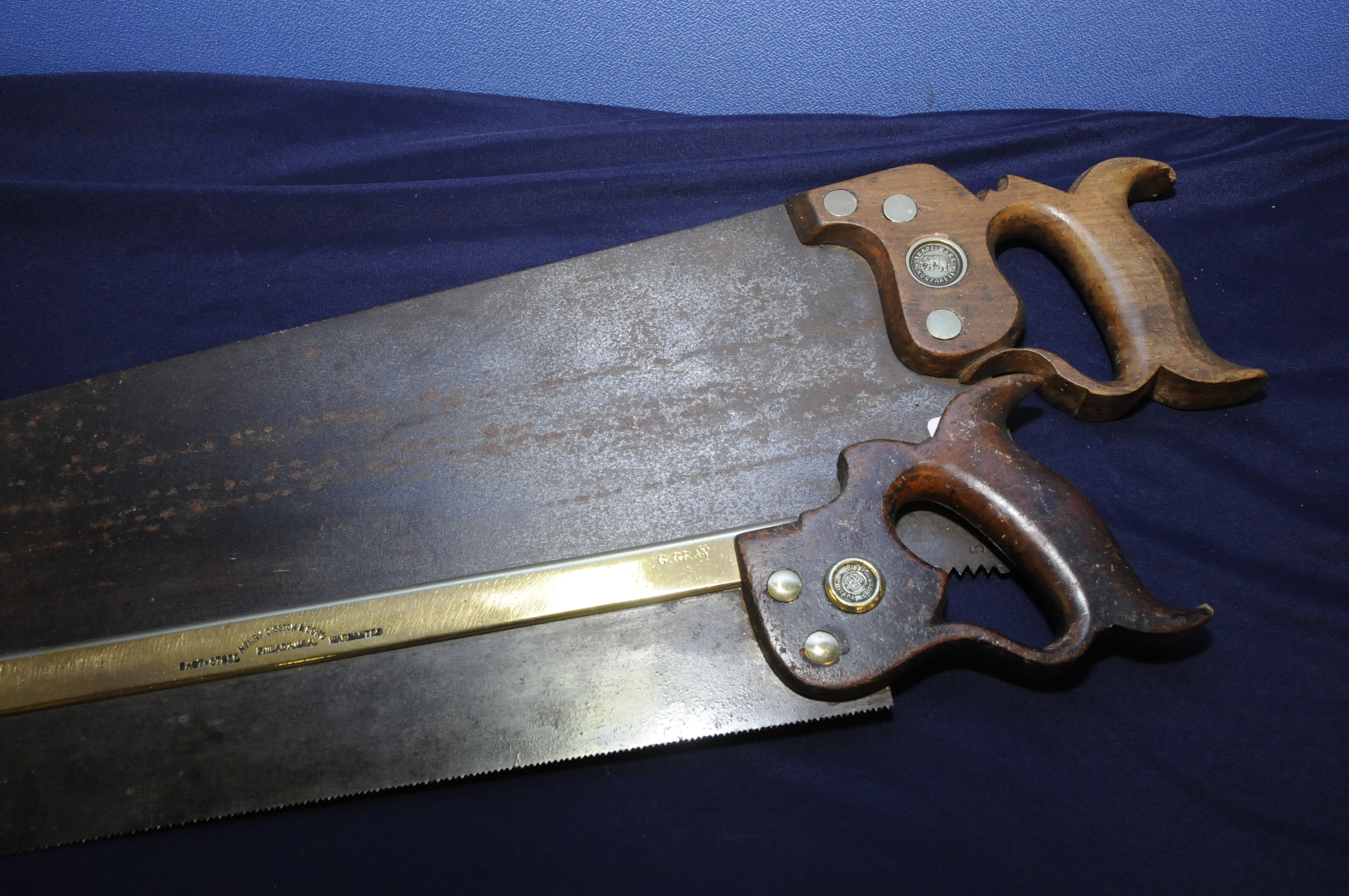 Two vintage handsaws by Henry Disston & Sons Philadelphia USA,