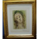 Gilt framed Salvador Dali Divine Comedy woodcut engraving signed by the artist in pencil and