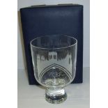 Limited edition Caithness York Minster Chalice with wheel etched decoration in satin lined