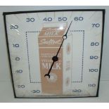 Sealtest Vitamin D Milk tin advertising thermometer with convex glass made by Pam Clock Co. inc.