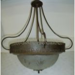 Victorian brass and opaque glass ceiling shade