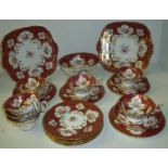 Selection of 19th C tea service comprising two cake plates, eight tea plates,