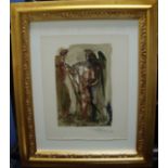 Gilt framed Salvador Dali Divine Comedy woodcut engraving signed by the artist in pencil and