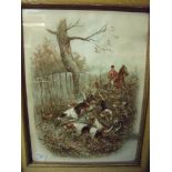 Pair of gilt framed Arthur A Davis hunting prints 'The Tail Piece' and 'A Hot Scent' (2)