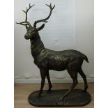 Quality cast metal large bronze effect figure of a stag (154cm high)