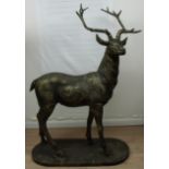 Quality cast metal large bronze effect figure of a stag (154cm high)