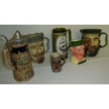 Two Kingston Pottery toby jugs 'Richard' and 'Henry', small toby jug 'The Cobbler',