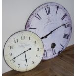 Two large modern wall clocks in the French cafe style (diameter 59cm & 39cm)
