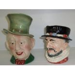 Royal Doulton 'Beefeater' D6206 toby jug and Beswick 'Micawber' toby jug with impressed marks 310