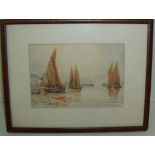 Small framed watercolour entitled 'Lower Harbour Whitby' signed lower right with indistinct