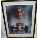 Framed motor racing F1 print 'The Hero' by S Coffield (56cm x 73cm)