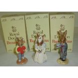 Three Royal Doulton Bunnykins 'Bride Bunnykins', 'Groom Bunnykins',