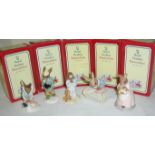 Five Royal Doulton Bunnykins figurines 'New Baby Bunnykins', 'Mother And Baby', 'Bedtime',