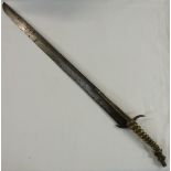 Unusual 19th C brass hilted sword with 2