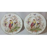 Pair of Royal Worcester 'Pheasant ' cabinet plates with impressed and painted back stamps (diameter