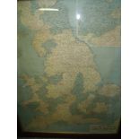 Extremely large oak framed map 'Stanfords Political Map Of Great Britain' (100cm x 118cm)