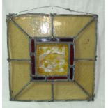 Small lead glazed panel with hanging loop,