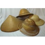 Four cane work pith style hats