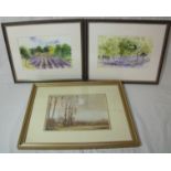 Pair of framed watercolours depicting country scenes by Rachel McNaughton (33cm x 27cm including
