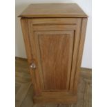 Victorian beech single door bedside cabinet enclosed by single panelled door (width 34cm)