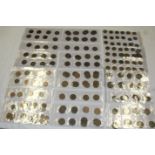 Six coin folder sleeves containing various GB copper coinage and tokens including 1p token for