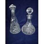 Two cut glass decanters