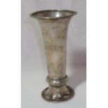 Silver hallmarked bud vase with flared rim and splayed base (silver marks rubbed) (height 16cm)