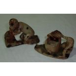 Soapstone figure of a dog and one other