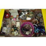 Selection of costume jewellery including beads, bracelets, fashion watches, brooches etc.