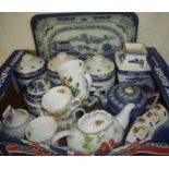 Selection of Ringtons blue and white including three canisters, vase,