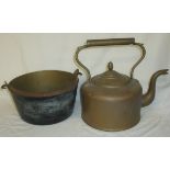 Copper kettle and brass jam pan