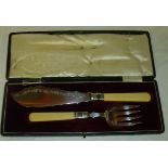 cased set of silver plated fish servers