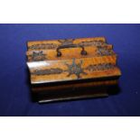 19th C satinwood work box with metal stud work detail,