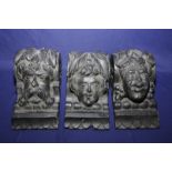 Group of three 17th/18th C carved wood brackets,