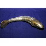 19th/20th C brass articulated fish with inset glass eyes (overall length 33cm)