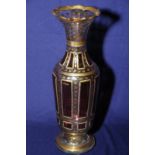 Venetian style 19th/20th C glass vase with red ruby glass panels and gilt work detailing with