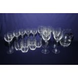 Comprehensive six piece glass set comprising of large wine glasses, hock glasses,
