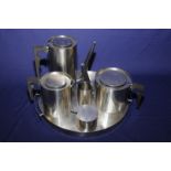 1960s Stelton Arne Jacobsen Danish six piece stainless steel coffee/tea service comprising of