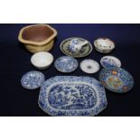 Selection of assorted 18th C and later oriental ceramics including rectangular comb back,