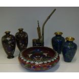 Two pairs of cloisionne vases,