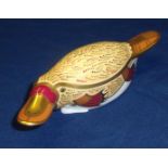 Royal Crow Derby paperweight Australian Collection 'Duck Billed Platypus' with gold stopper