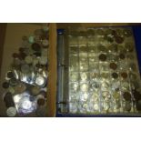 Selection of GB and foreign coins and a folder containing coins and tokens