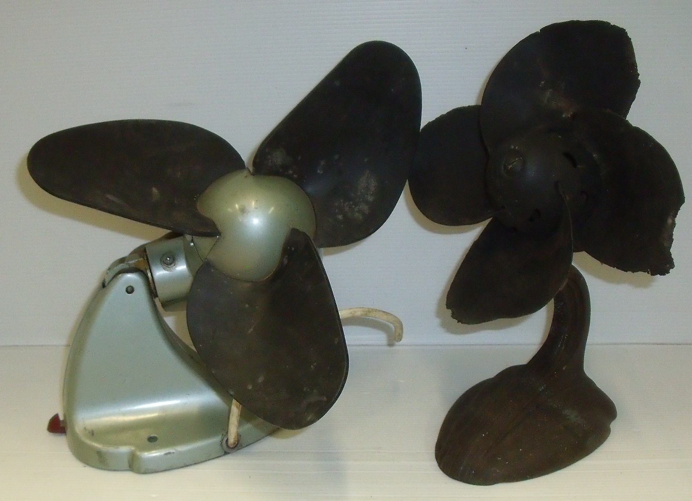 GEC 12 inch electric desk fan and one other similar cast metal fan