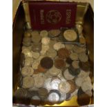 Selection of GB coins including threepenny bits, cartwheel penny, pennies, crowns, tokens etc.